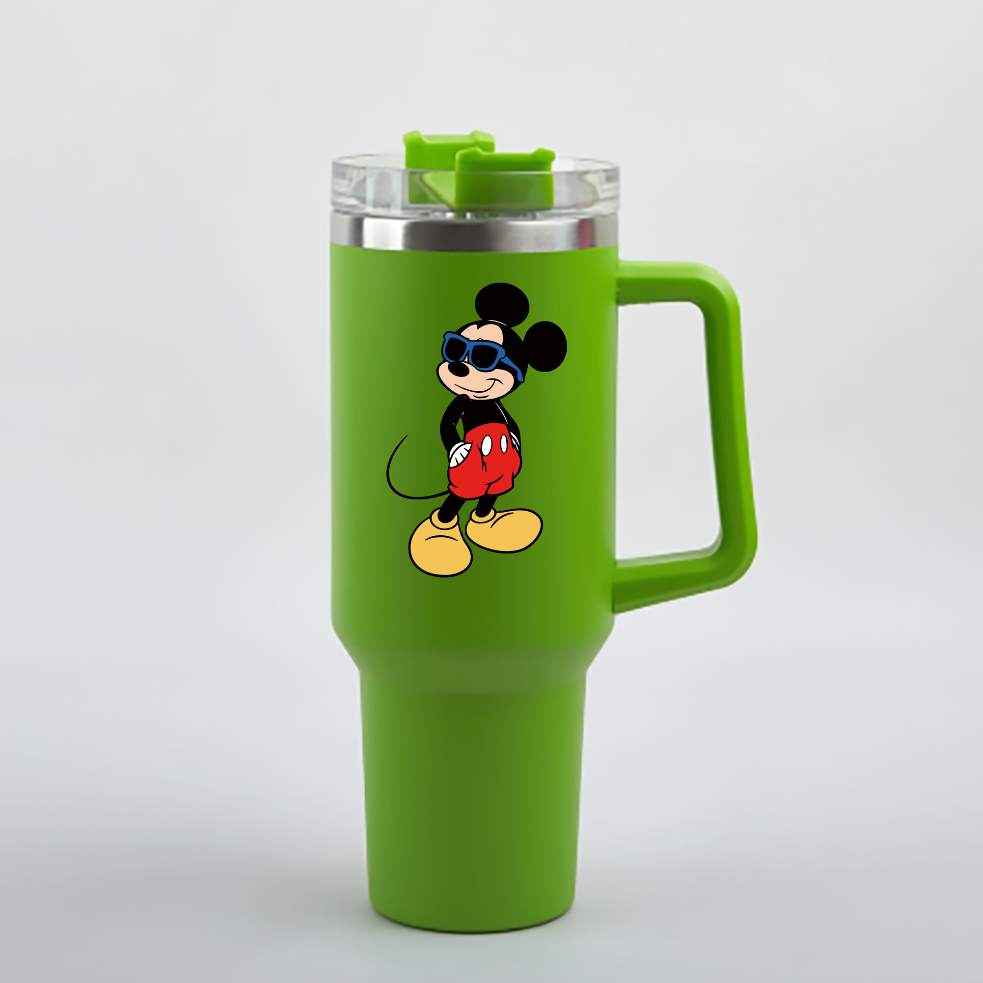（画像用） ミッキーマウス Mickey Mouse 1200mL車用タンブラー - クリスタルステッカー（プラスチックストロー付き）
